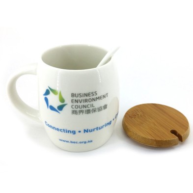  星巴克陶瓷咖啡有木杯盖咖啡匙 -BEC